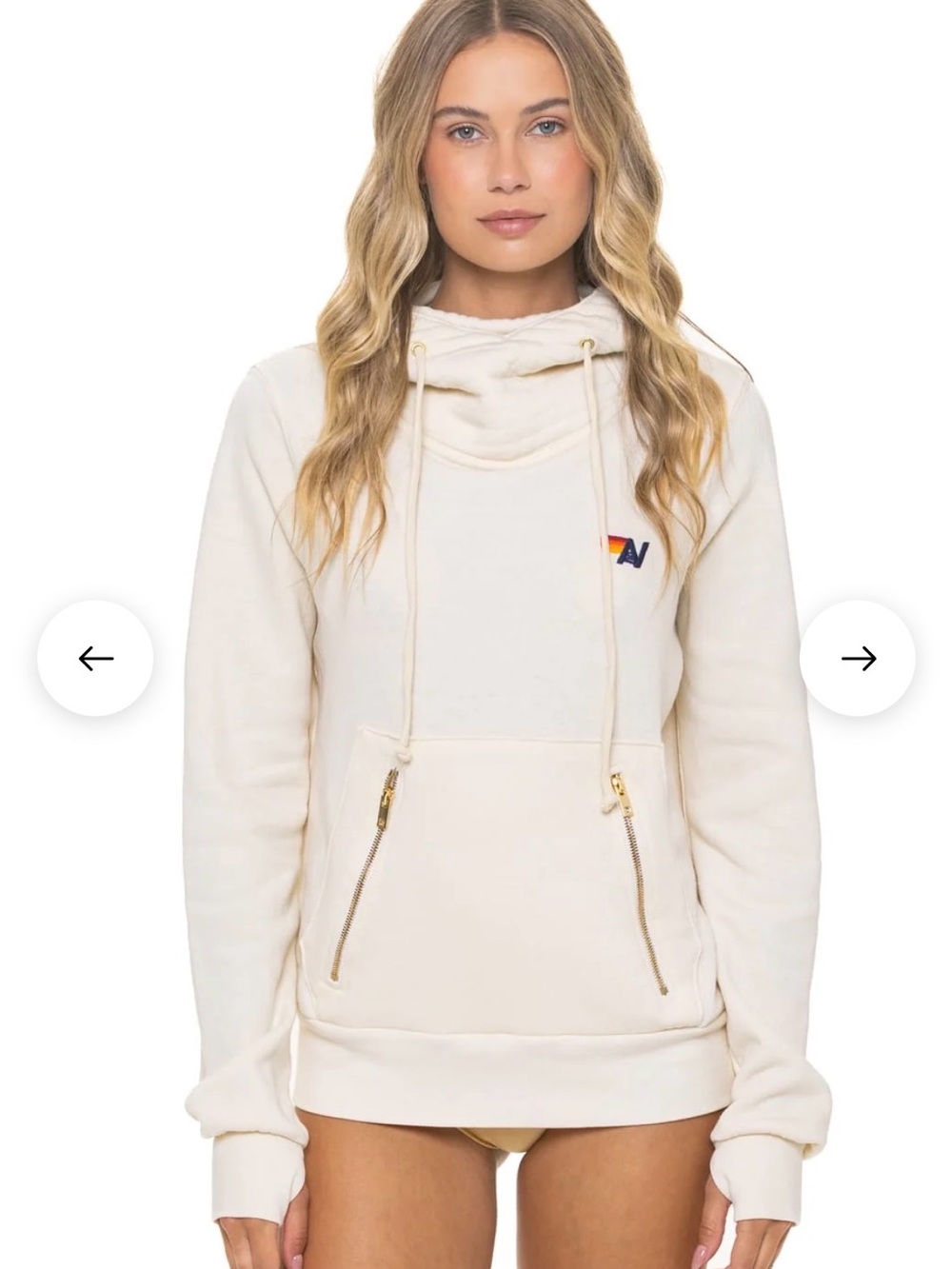 NWT Aviator Nation Ninja Pullover Hoodie in Vintage White